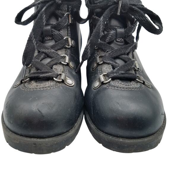 Clarks Faralyn Alpha Black Leather & Suede 10 Eye Lace Up Hiking Boots Size 7 - Picture 4 of 12